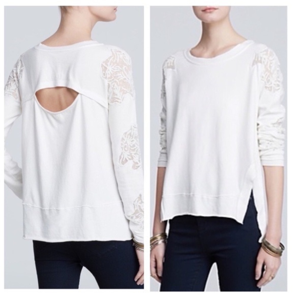 FP White Lace Sweatshirt